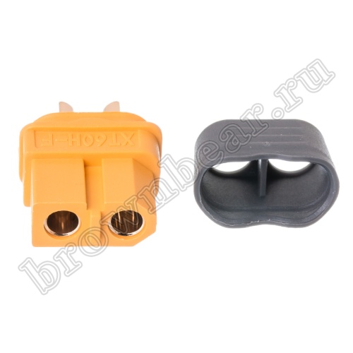 Разъем питания XT60 для АКБ, 2 контакта, розетка на кабель с кожухом XT60H-F.G.Y фото 2
