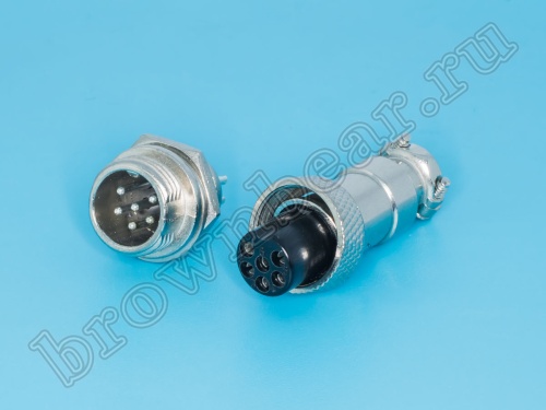 Разъем M12 6 контактов розетка на кабель, вилка на блок, тип GX12, комплект AC-M12-6 фото 6