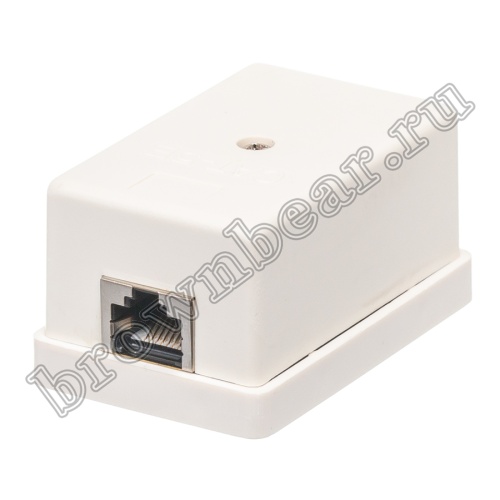 Розетка компьютерная накладная одинарная RJ-45 категории 5е, тип KRONE, экранированная, белая 