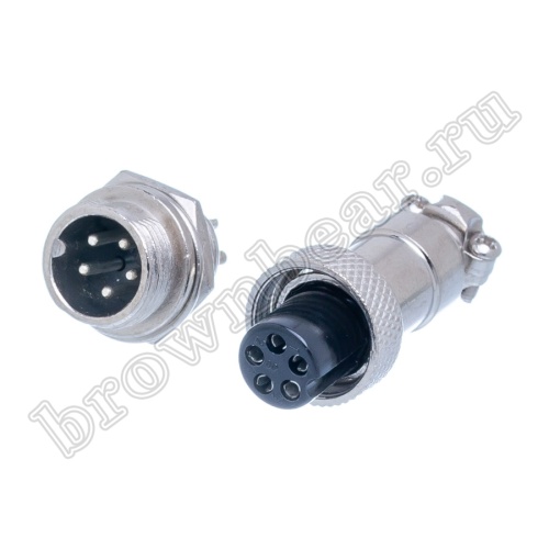Разъем GX12 (M12) 5 контактов, розетка на кабель + вилка на блок, комплект AC-M12-5