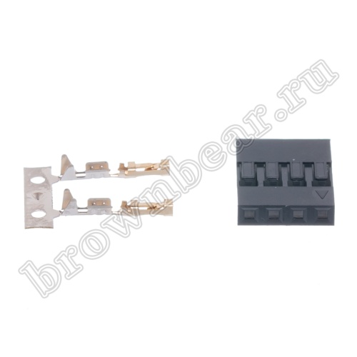 Разъем 1х4 гнездо на кабель, шаг 2.54мм, с контактами фото 3