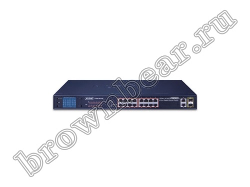 FGSW-1822VHP Неуправляемый коммутатор Planet, 16 портов 10/100Мбит/с 802.3at РоЕ 300Ватт, 2 комбо порта RJ-45/SFP 1Гбит/с, LCD дисплей фото 3