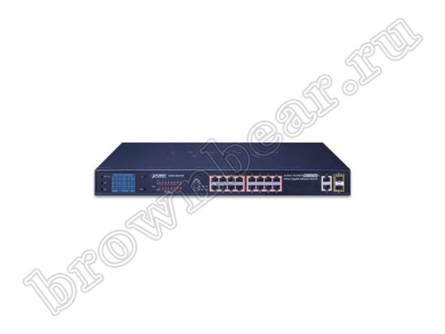 FGSW-1822VHP Неуправляемый коммутатор Planet, 16 портов 10/100Мбит/с 802.3at РоЕ 300Ватт, 2 combo порта RJ-45/SFP 1Гбит/с, LCD дисплей фото 3