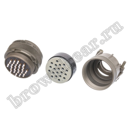 Разъём Amphenol серии MS, 20 контактов, вилка на кабель, тип 28, резьбовой MS3106E-28-16P фото 7