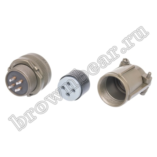 Разъём Amphenol серии MS, 4 контакта, вилка на кабель, тип 18, резьбовой MS3106E-18-4P фото 7