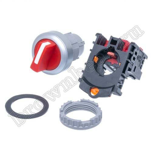 Селекторный переключатель управления, 2 позиции с фиксацией, 30 мм, НЗ, красный TN2SS2R-1B фото 4