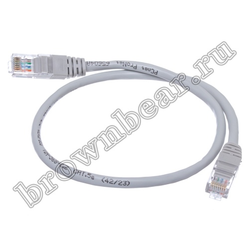 Патч-корд UTP RJ-45, категория 5e, литой, 0.5 метра, серый 
