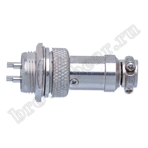 Разъем M16 2 контакта розетка на кабель, вилка на блок, тип GX16, комплект AC-M16-2 фото 6