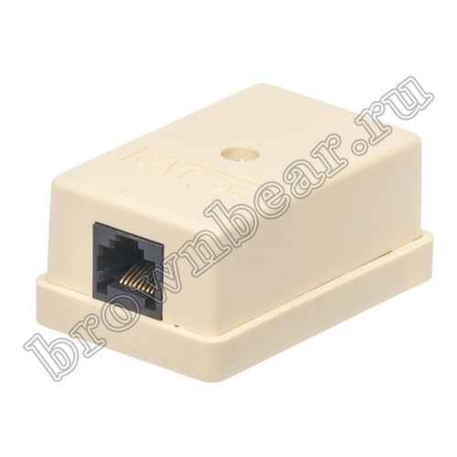 Розетка компьютерная накладная одинарная RJ-45 категория 5е, тип 110, бежевая 