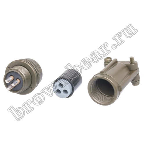 Разъём Amphenol серии MS, 3 контакта, вилка на кабель, тип 10SL, резьбовой MS3106E-10SL-3P фото 2