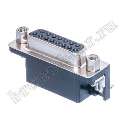 Разъем D-SUB 15 контактов, гнездо на плату, прямой угол  9.4мм DRB-15FB фото 7