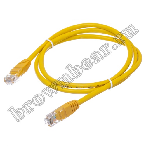 Патч-корд UTP RJ-45, категория 5e, литой, 1 метр, желтый 