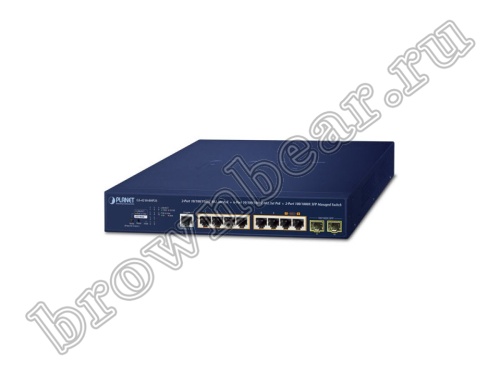 GS-4210-8HP2S Управляемый L2 PoE коммутатор Planet, 8 портов 1Гбит/с PoE, 2 порта SFP 1Гбит/с