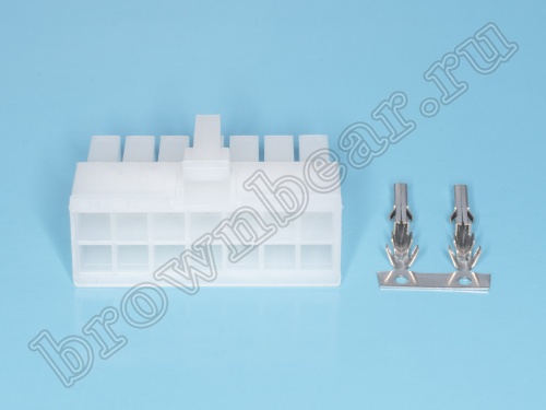 Разъем питания Mini-Fit 14 контактов, гнездо на кабель, шаг 4,2мм MF-14F фото 5