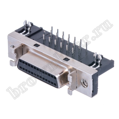 Разъем Micro D-SUB 26 контактов, гнездо на плату, прямой угол, без крепежных винтов MDR-26F