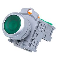 Кнопка управления плоская, с подсветкой, без фиксации, d 30 мм, НР, зеленая TN2IF2GN-1A