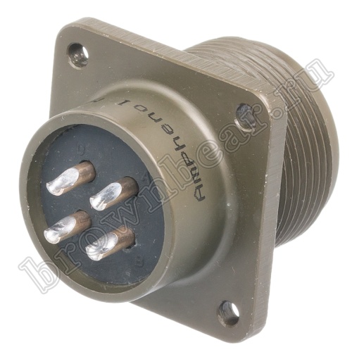 Разъём Amphenol серии MS, 4 контакта, розетка на блок, тип 18, резьбовой MS3102E-18-4S фото 4