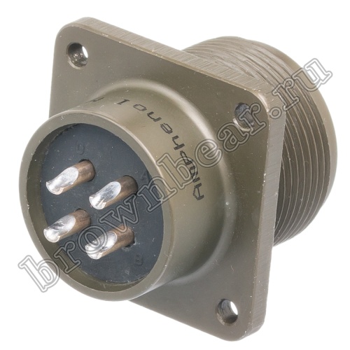 Разъём Amphenol серии MS, 4 контакта, розетка на блок, тип 18, резьбовой MS3102E-18-4S фото 5