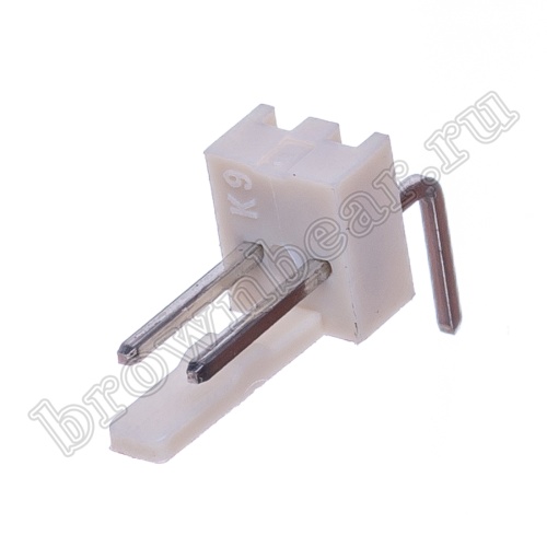 Разъем питания 2 контакта, вилка на плату, прямой угол, шаг 2.54 мм WF-2R