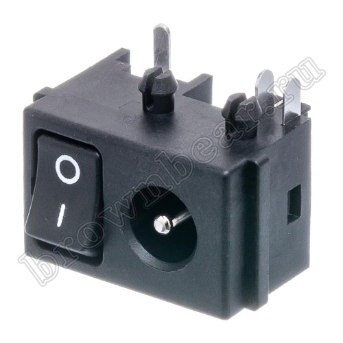 Разъем питания DC гнездо 2.1 x 5.5 мм, на плату с выключателем DJK-30A