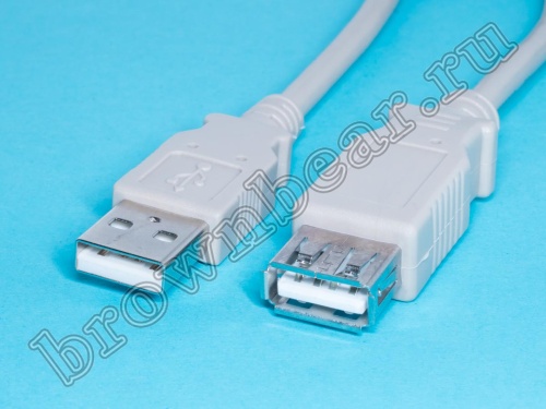 Кабель (шнур) USB, тип А - А, вилка - гнездо, 1.8 метра