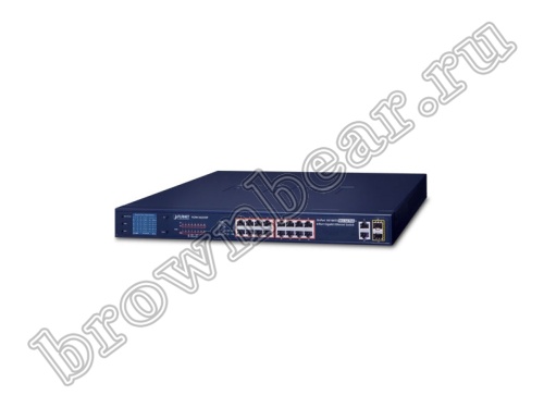 FGSW-1822VHP Неуправляемый коммутатор Planet, 16 портов 10/100Мбит/с 802.3at РоЕ 300Ватт, 2 combo порта RJ-45/SFP 1Гбит/с, LCD дисплей