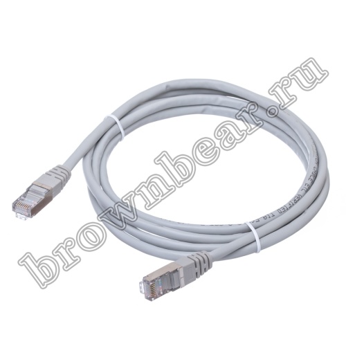 Патч-корд FTP RJ-45, категория 5e, экранированный, литой, 2 метра, серый 