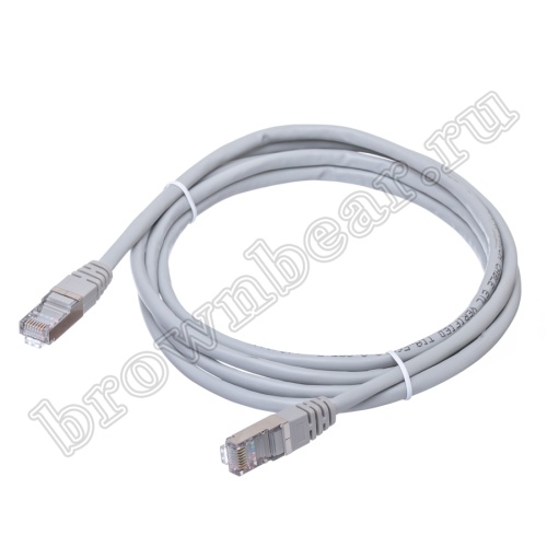 Патч-корд FTP RJ-45, категория 5e, экранированный, литой, 2 метра, серый 
