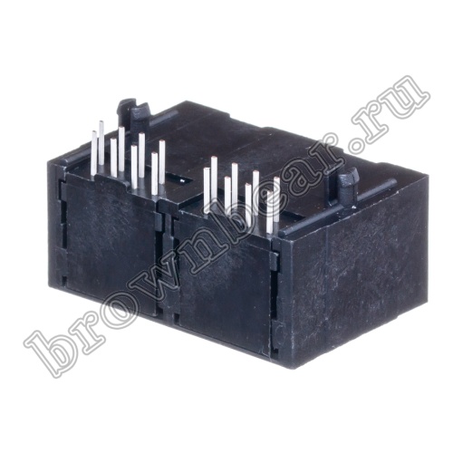 Разъём RJ-45 2 гнезда на плату 8P8C, тип 9 TJ9-8P8C-02 фото 3