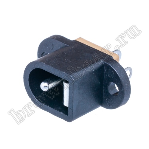 Разъем питания DC гнездо 2.1 х 5.5 мм, на приборный блок, 2 винта DJK-01A