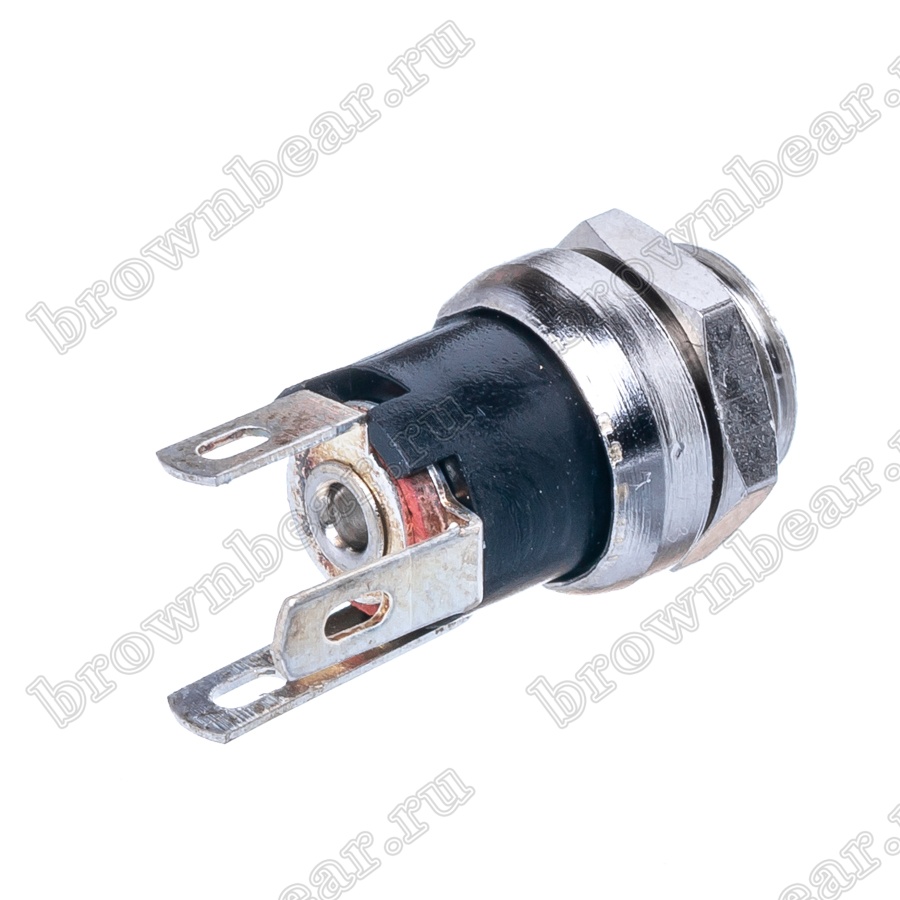 Разъем питания штыревой 2,1мм, вилка на приборный блок, под гайку, МИНИ ...