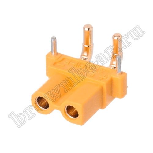 Разъем питания XT30 для АКБ, 2 контакта, розетка на плату угловая XT30PW30-F.G.Y