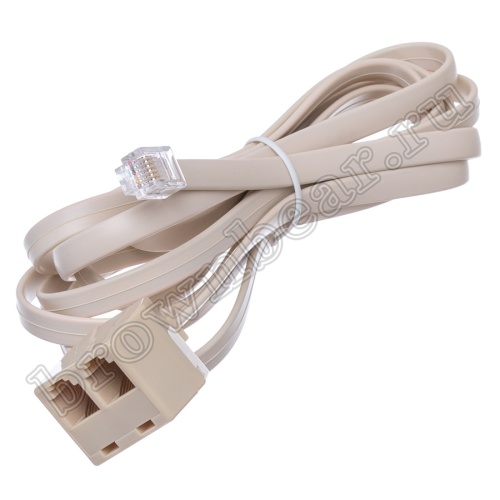 Удлинитель телефонный, 1 вилка-2 гнезда RJ-12, 2,1м 