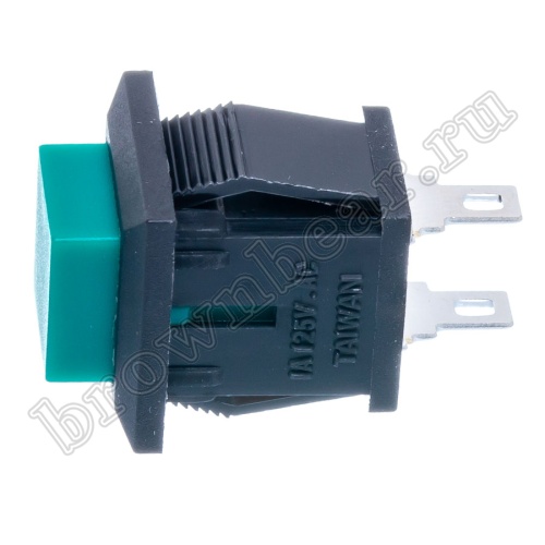 Кнопка без фиксации, квадратная на блок крепление защелка, НР, зеленая PSW-9AG фото 3