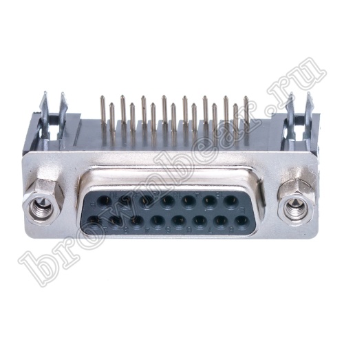 Разъем D-SUB 15 контактов, гнездо на плату, прямой угол  9.4мм DRB-15FB фото 2
