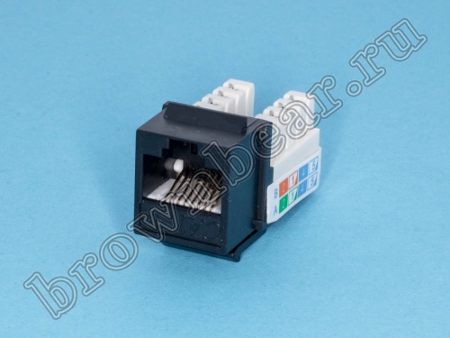 Модуль RJ-45 8P8C кат.5e, Keystone, универсальный, компакт, черный, PCnet 