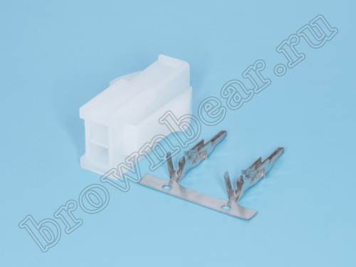 Разъем питания Mini-Fit 2 контакта, вилка на кабель, шаг 4.2мм MF-2M фото 3