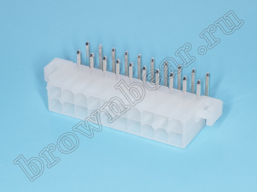 Разъем питания Mini-Fit 20 контактов, вилка на плату, прямой угол, под винты, шаг 4,2мм MF-20MRB