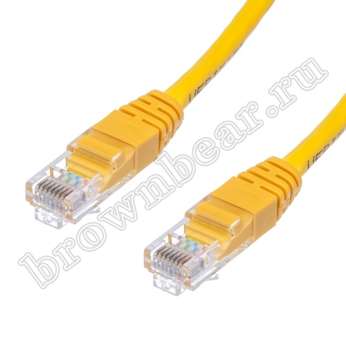 Патч-корд UTP RJ-45, категория 5e, литой, 2 метра, желтый  фото 2