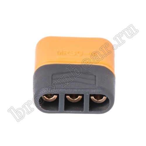Разъем питания MR30 для АКБ, 3 контакта, штекер на кабель с кожухом MR30-M.G.Y фото 4