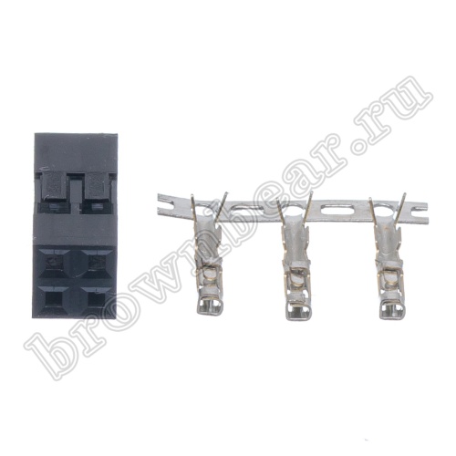 Разъем 2х2 гнездо на кабель, шаг 2.54мм, с контактами фото 2