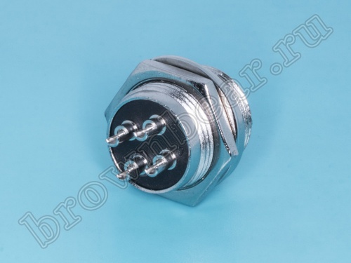 Разъем GX16 (M16) вилка на блок 4 контакта, под гайку AC-M16-4M фото 3