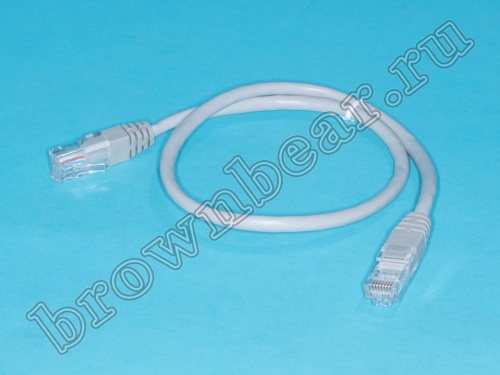 Патч-корд UTP RJ-45, категория 5e, литой, 0.5 метра, серый 