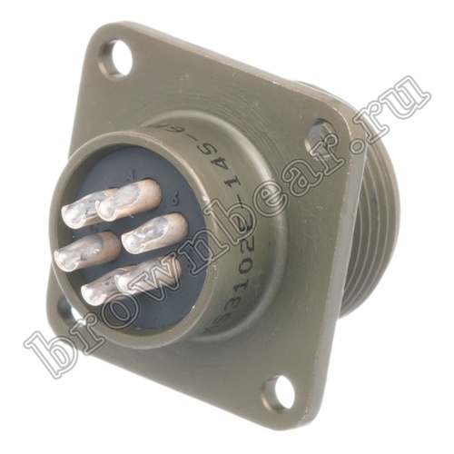 Разъём Amphenol серии MS, 6 контактов, вилка на блок, тип 14S, резьбовой MS3102E-14S-6P фото 5