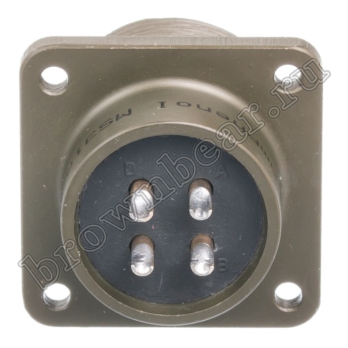 Разъём Amphenol серии MS, 4 контакта, розетка на блок, тип 18, резьбовой MS3102E-18-4S фото 4