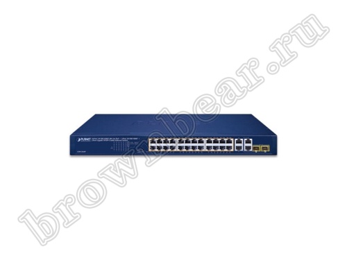 GSW-2824P Неуправляемый коммутатор Planet, 24 порта 1Гбит/с PoE, 2 порта 1Гбит/с, 2 комбо TP/SFP порта 1Гбит/с фото 3