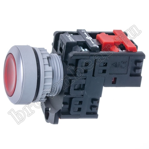 Кнопка управления плоская, с подсветкой, без фиксации, d 30 мм, НЗ, красная TN2IF2RN-1B фото 2