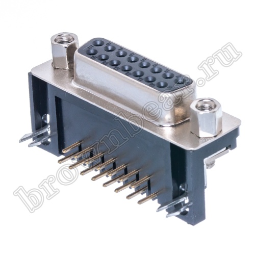 Разъем D-SUB 15 контактов, гнездо на плату, прямой угол  9.4мм DRB-15FB фото 6