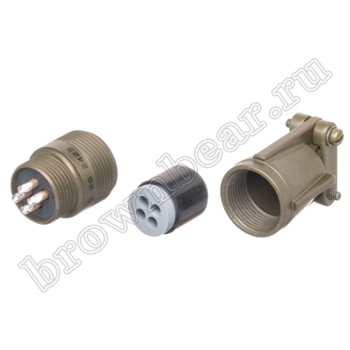 Разъём Amphenol серии MS, 4 контакта, розетка на кабель, тип 14S наружная резьба MS3101E-14S-2S фото 5