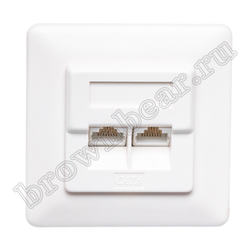 Розетка компьютерная встраиваемая двойная RJ-45, категория 6, тип KRONE, белая  фото 5